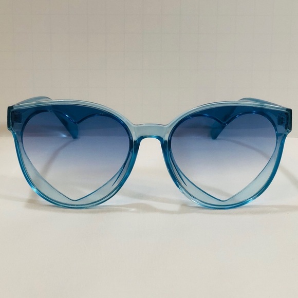 Accessories - Blue Acrylic Heart Sunglasses